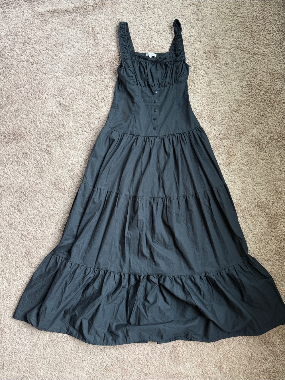 Moon River Black Tiered Maxi Dress